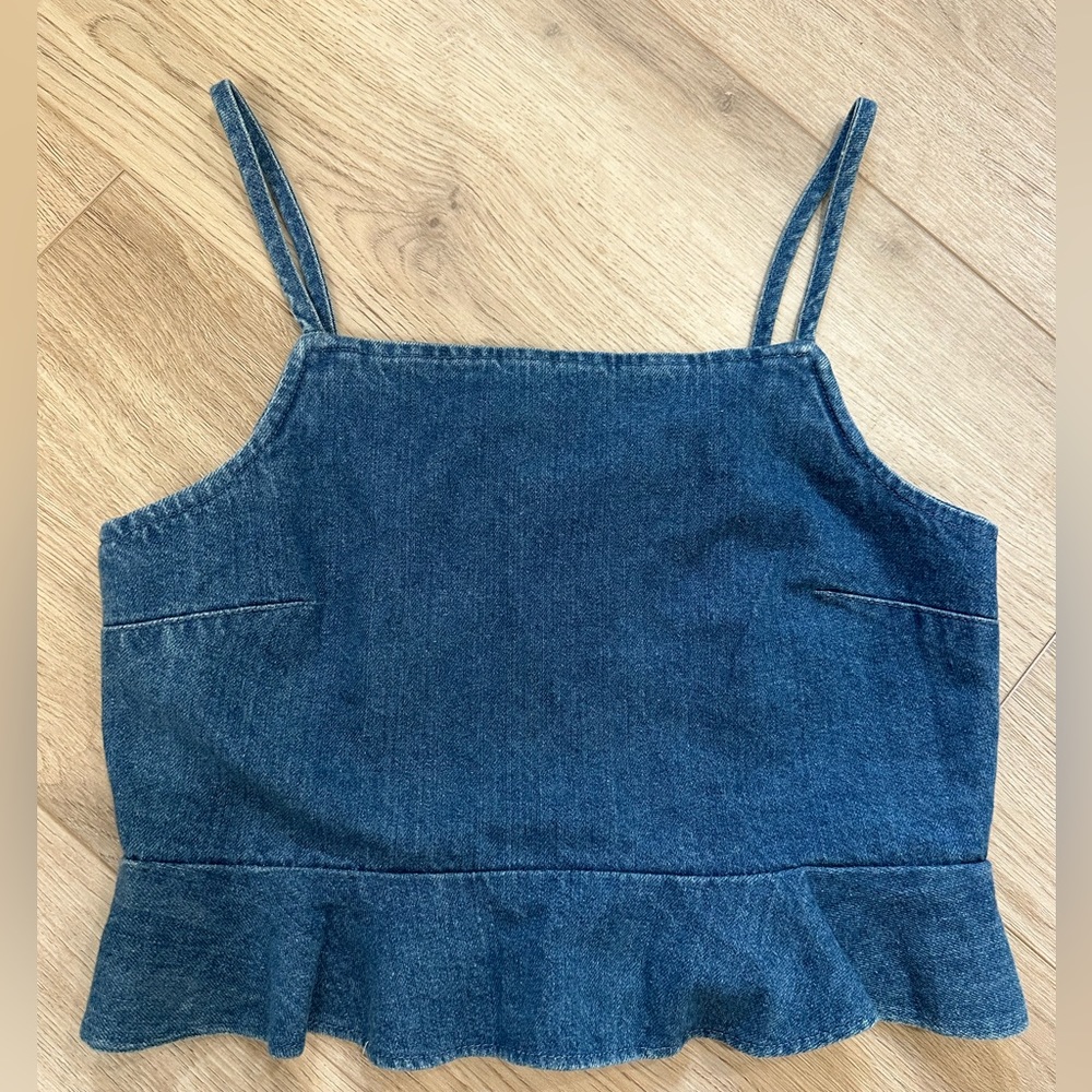 American Eagle Denim Ruffle Crop top